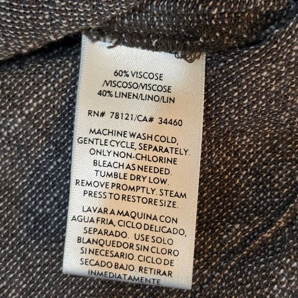 Eileen Fisher Top Shirt Large Button Italian Linen Blend Gray Minimalist - Picture 9 of 9